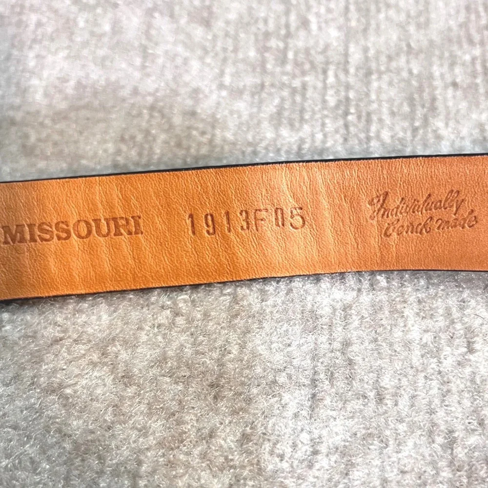 Descente Missouri Belt Mens 38 Brown Snakeskin Embossed Leather Brass Buckle